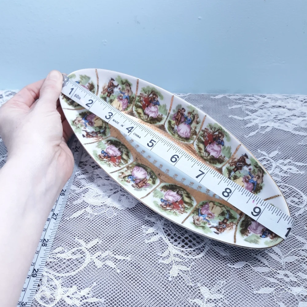 1890s Hand Painted Royal Vienna Oval Portrait Plate Bon Bon Dish Beehive Mark